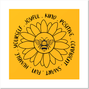 Bee Kind, Stay Positive, Be Yourself Funny Bee Lover Shirt Posters and Art